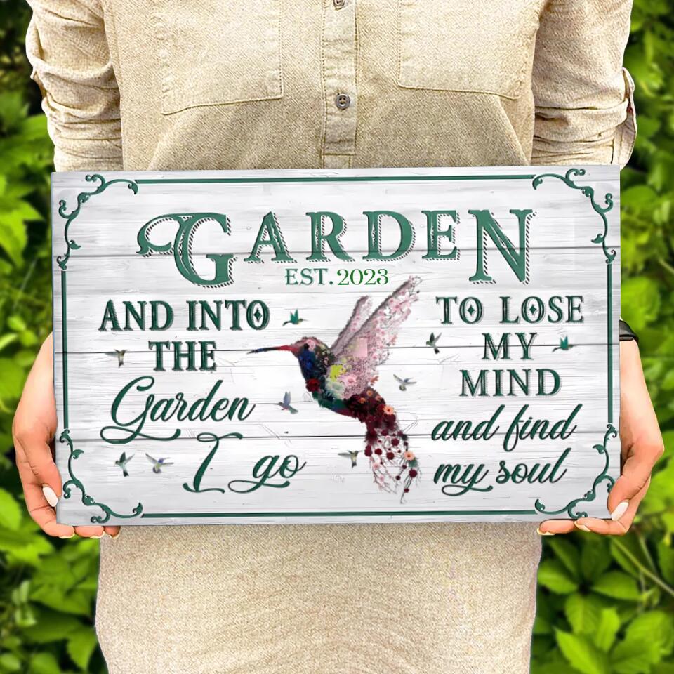 Garden Floral Art Find My Soul, Personalised Rectangle Wood Sign WS-F44