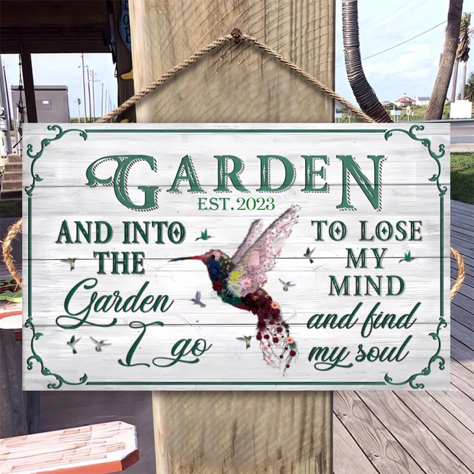 Garden Floral Art Find My Soul, Personalised Rectangle Wood Sign WS-F44