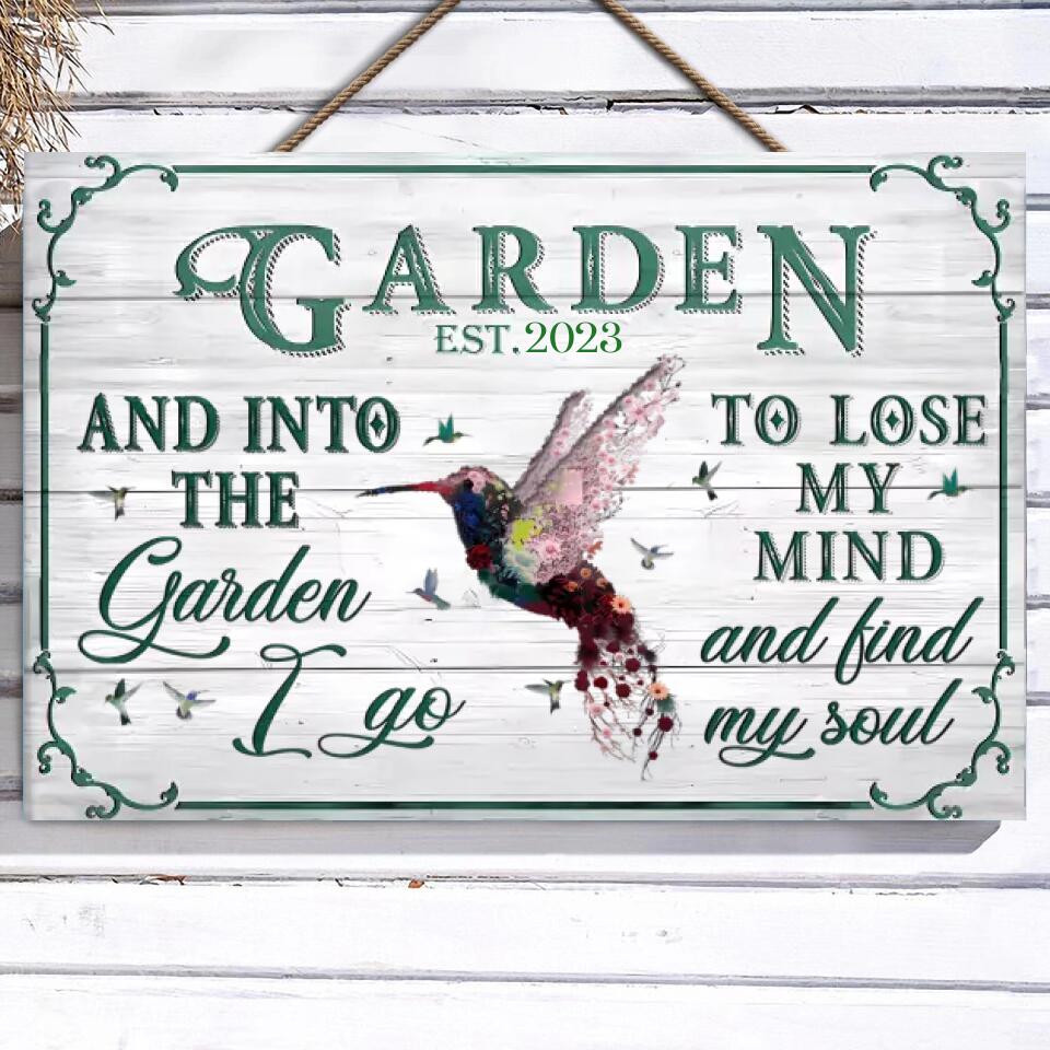 Garden Floral Art Find My Soul, Personalised Rectangle Wood Sign WS-F44