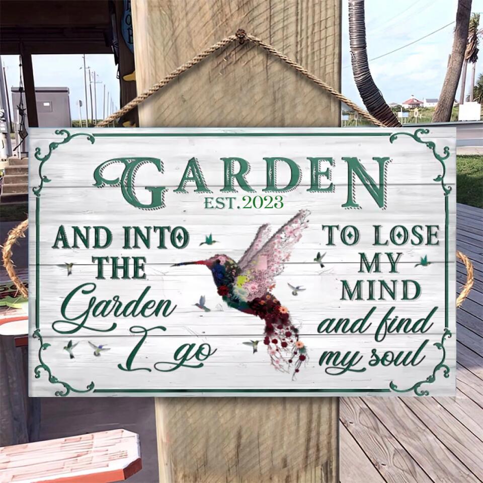 Garden Floral Art Find My Soul, Personalised Rectangle Wood Sign WS-F44