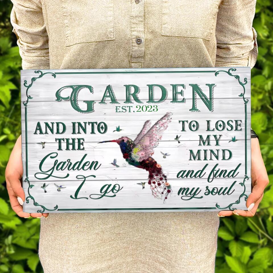 Garden Floral Art Find My Soul, Personalised Rectangle Wood Sign WS-F44