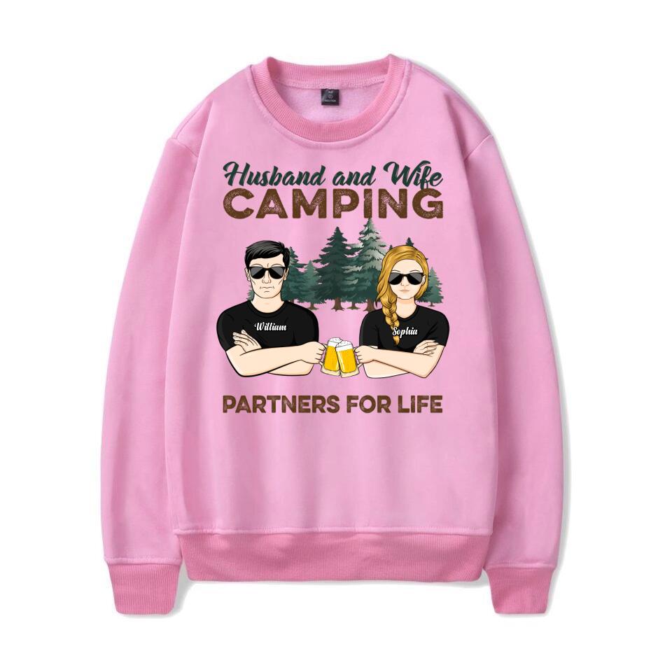 Husband And Wife Camping Partners For Life - Camping Couple Gift - Personalized Custom T-Shirt, Hoodie, Swearshirt T-F17