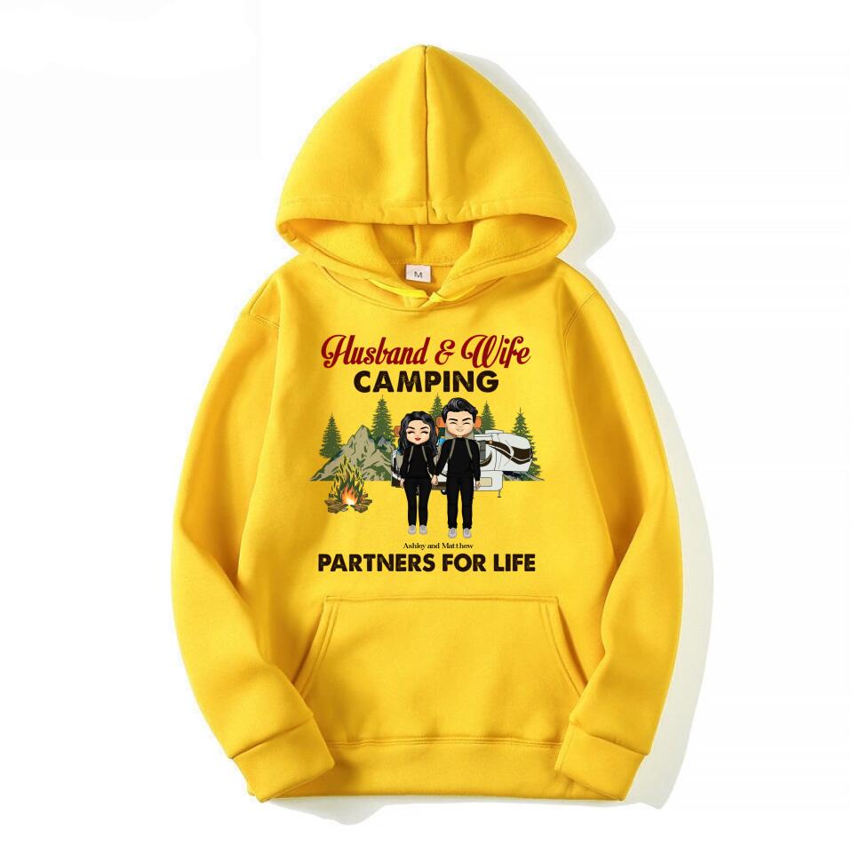 Chibi Couple Camping Partners For Life - Couple Gift - Personalized Custom T-Shirt, Hoodie, Sweatshirt T-F19