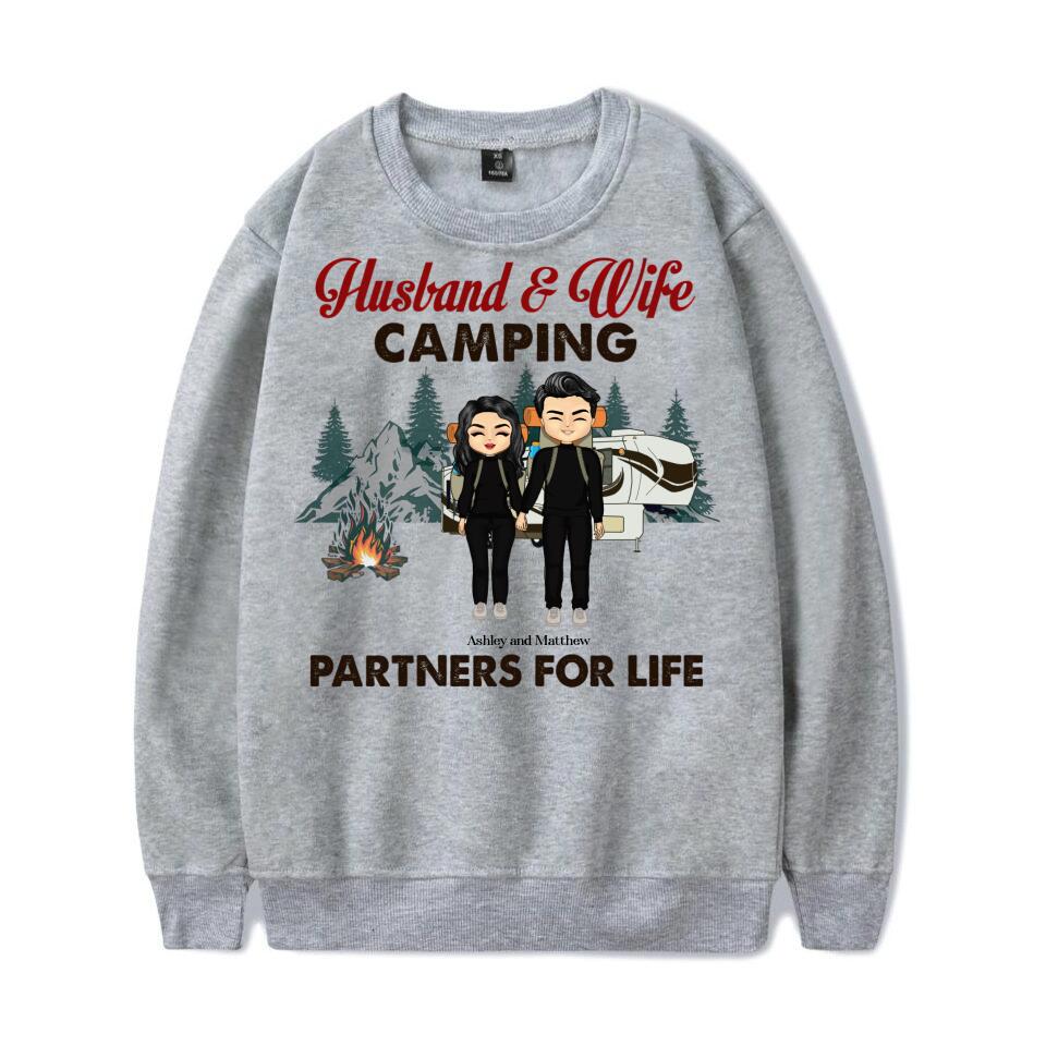 Chibi Couple Camping Partners For Life - Couple Gift - Personalized Custom T-Shirt, Hoodie, Sweatshirt T-F19