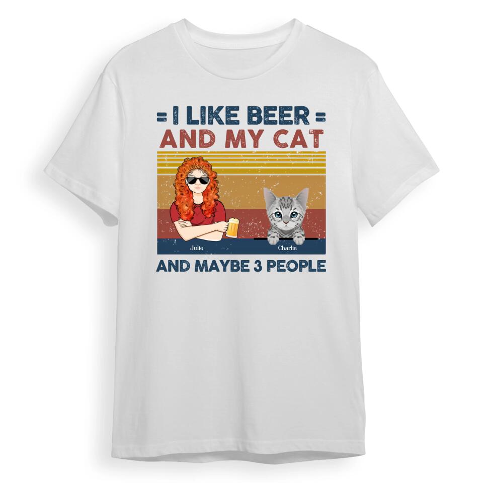 I Like Beer And My Cats - Cat Personalized Custom Unisex T-shirt, Hoodie, Sweatshirt - Gift For Pet Owners, Pet Lovers T4