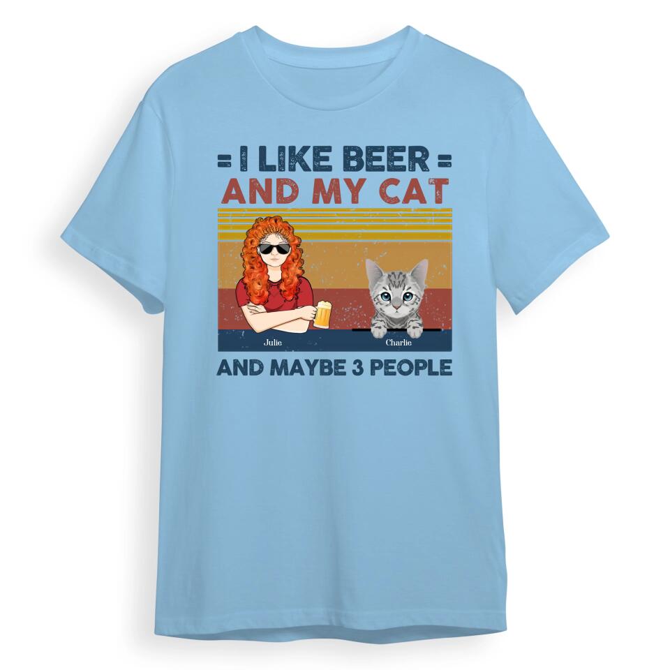 I Like Beer And My Cats - Cat Personalized Custom Unisex T-shirt, Hoodie, Sweatshirt - Gift For Pet Owners, Pet Lovers T4