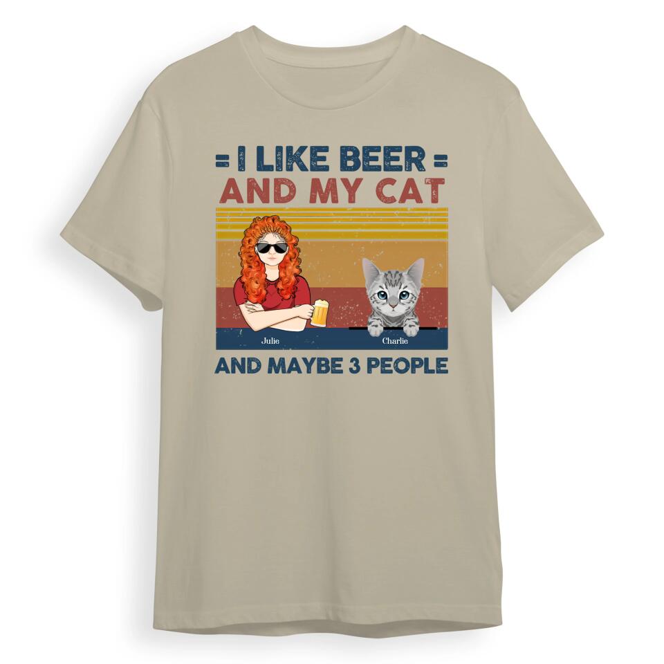 I Like Beer And My Cats - Cat Personalized Custom Unisex T-shirt, Hoodie, Sweatshirt - Gift For Pet Owners, Pet Lovers T4