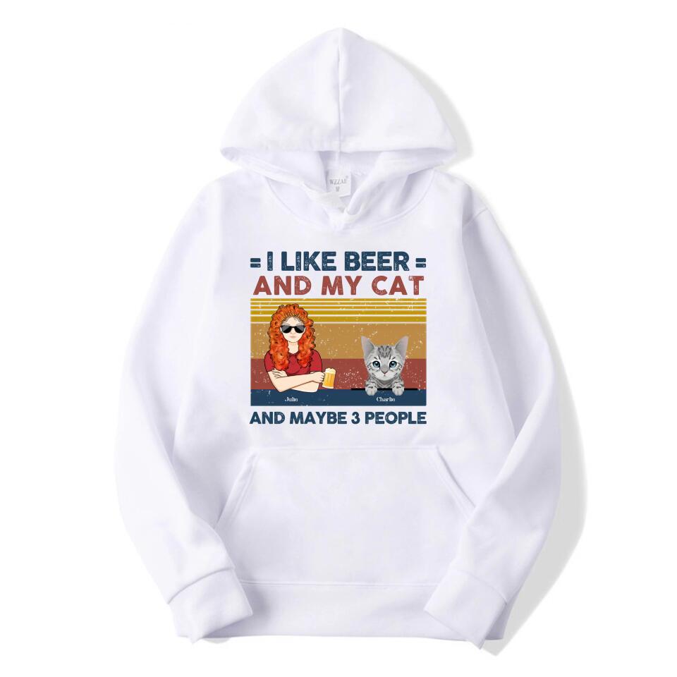 I Like Beer And My Cats - Cat Personalized Custom Unisex T-shirt, Hoodie, Sweatshirt - Gift For Pet Owners, Pet Lovers T4