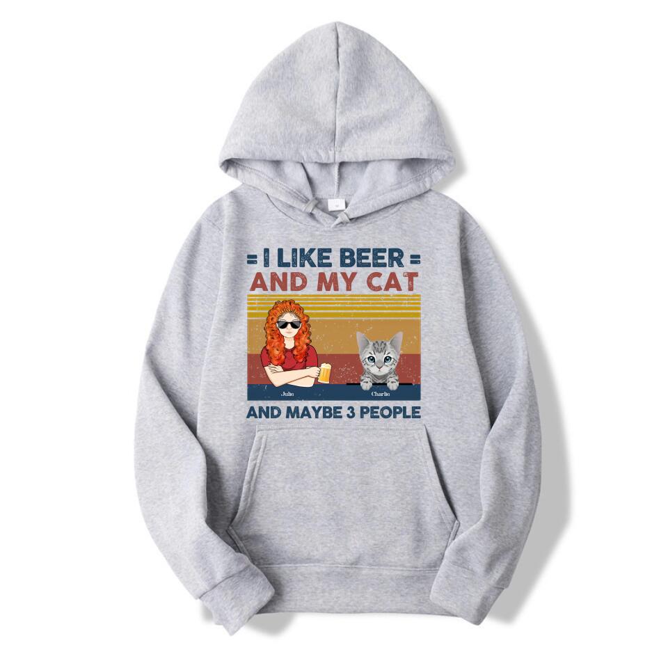 I Like Beer And My Cats - Cat Personalized Custom Unisex T-shirt, Hoodie, Sweatshirt - Gift For Pet Owners, Pet Lovers T4