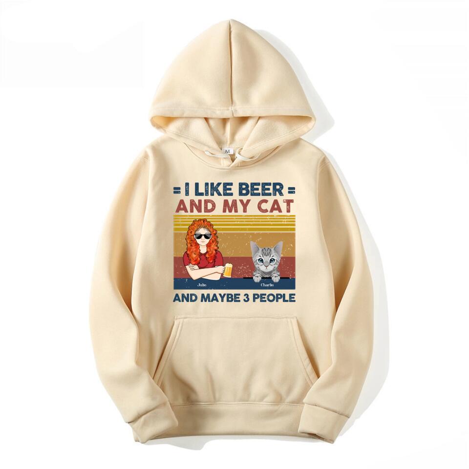 I Like Beer And My Cats - Cat Personalized Custom Unisex T-shirt, Hoodie, Sweatshirt - Gift For Pet Owners, Pet Lovers T4