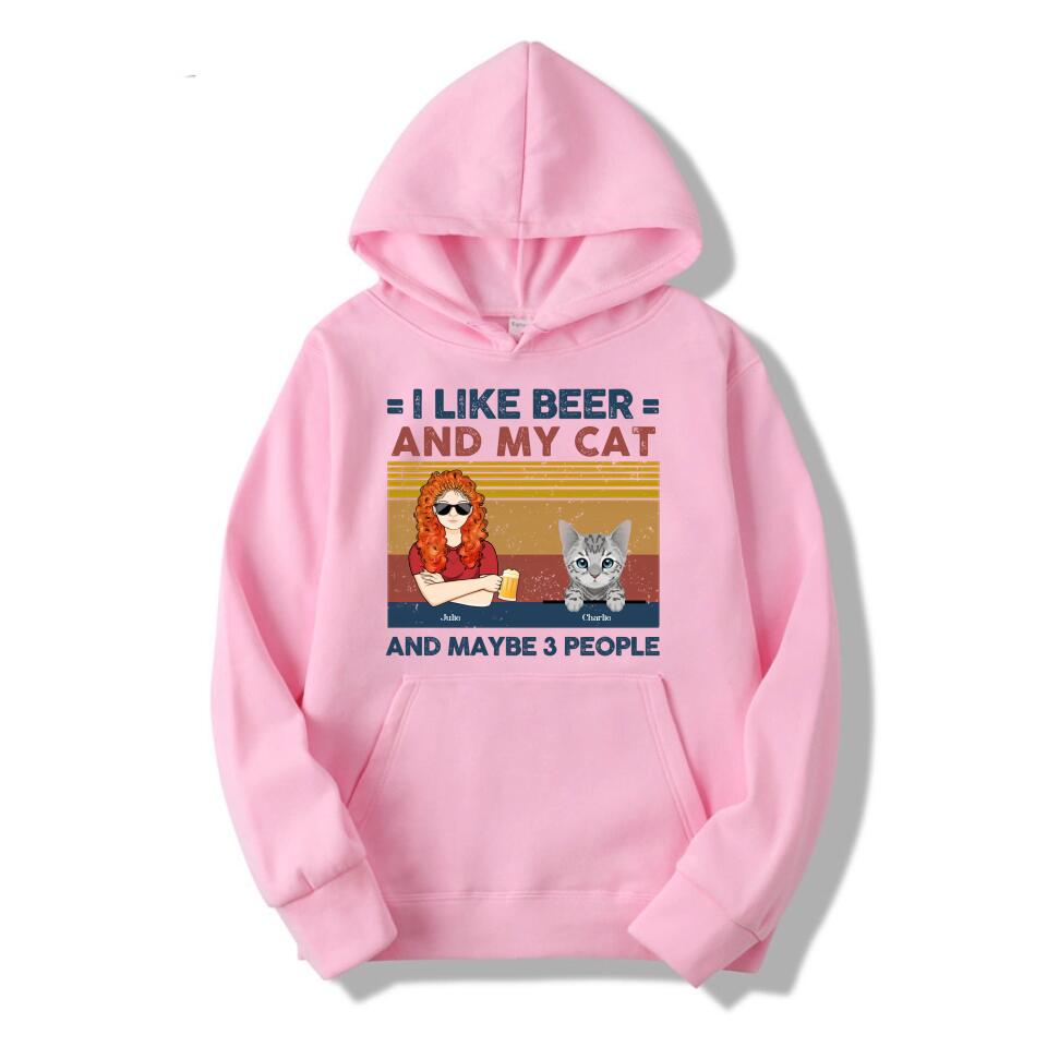 I Like Beer And My Cats - Cat Personalized Custom Unisex T-shirt, Hoodie, Sweatshirt - Gift For Pet Owners, Pet Lovers T4