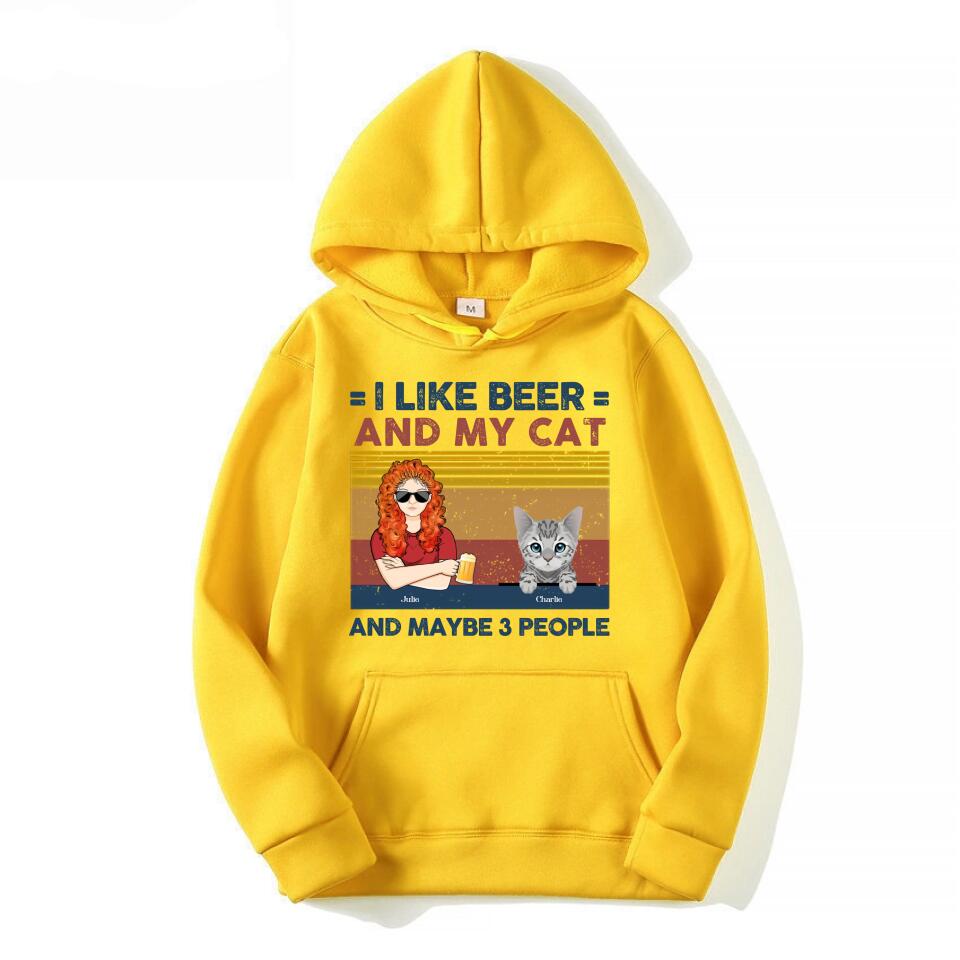 I Like Beer And My Cats - Cat Personalized Custom Unisex T-shirt, Hoodie, Sweatshirt - Gift For Pet Owners, Pet Lovers T4