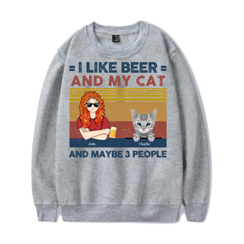 I Like Beer And My Cats - Cat Personalized Custom Unisex T-shirt, Hoodie, Sweatshirt - Gift For Pet Owners, Pet Lovers T4