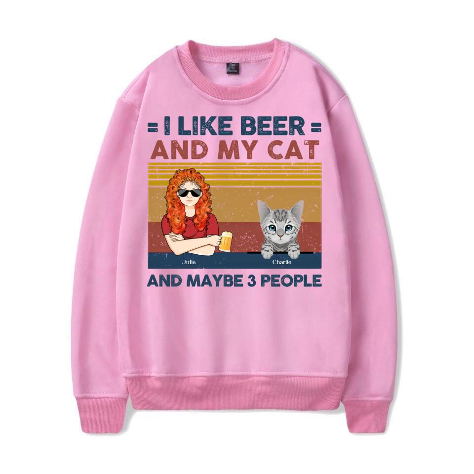 I Like Beer And My Cats - Cat Personalized Custom Unisex T-shirt, Hoodie, Sweatshirt - Gift For Pet Owners, Pet Lovers T4