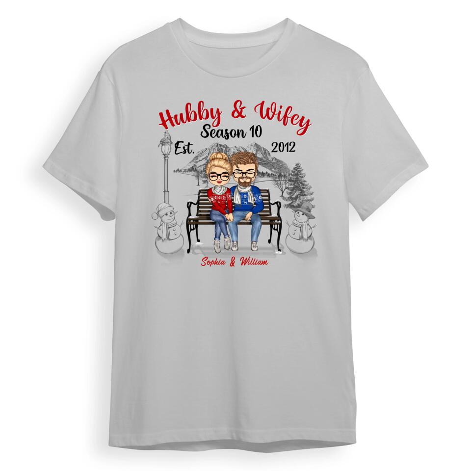 Christmas Family Couple Hubby And Wifey Season - Gift For Couples - Personalized Custom, T-shirt, Hoodie, Sweatshirt T-F21