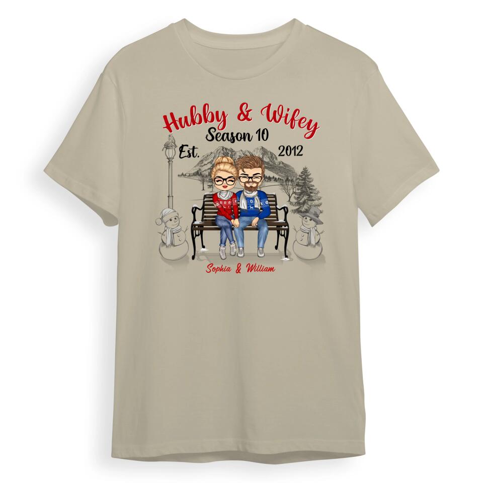 Christmas Family Couple Hubby And Wifey Season - Gift For Couples - Personalized Custom, T-shirt, Hoodie, Sweatshirt T-F21