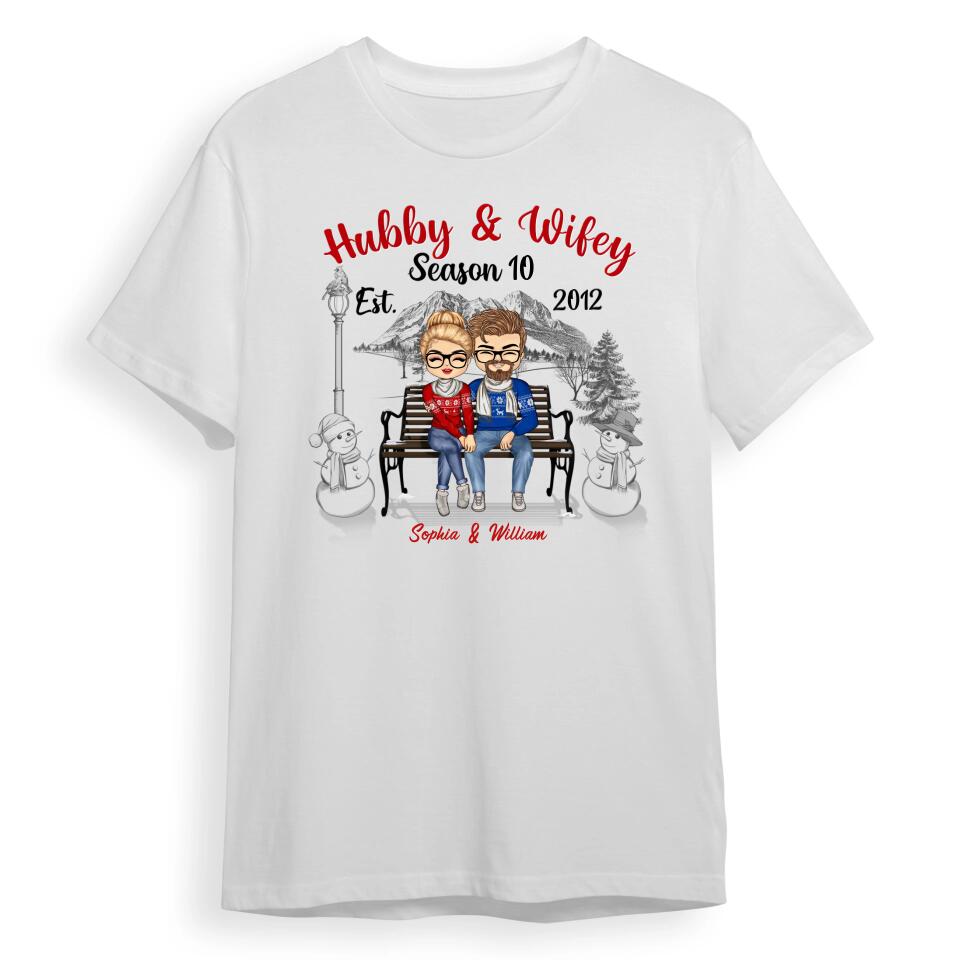 Christmas Family Couple Hubby And Wifey Season - Gift For Couples - Personalized Custom, T-shirt, Hoodie, Sweatshirt T-F21