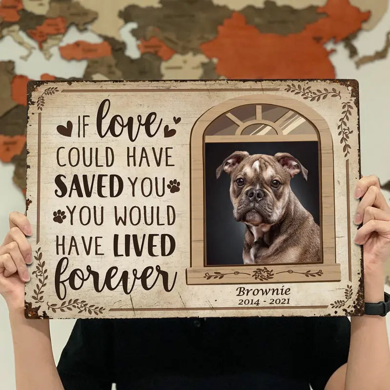 Custom Photo If Love Could Have Saved You Here Cat Lovers Dog Lovers - Pet Memorial Gift - Personalized Custom Classis Metal Signs F161