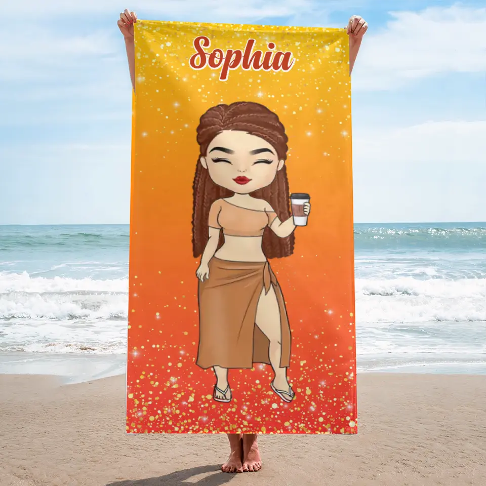 Colorful Glitter Style For This Vacation - Bestie Personalised Custom Beach Towel - Gift For Best Friends, BFF, Sisters BT-F24