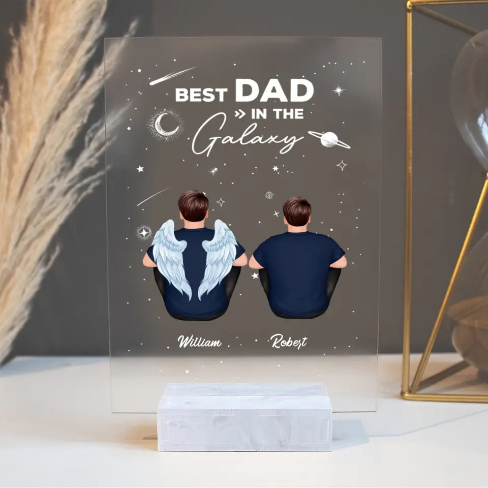 Best Dad In The Galaxy Personalized Rectangle Acrylic Plaque LED Night Light