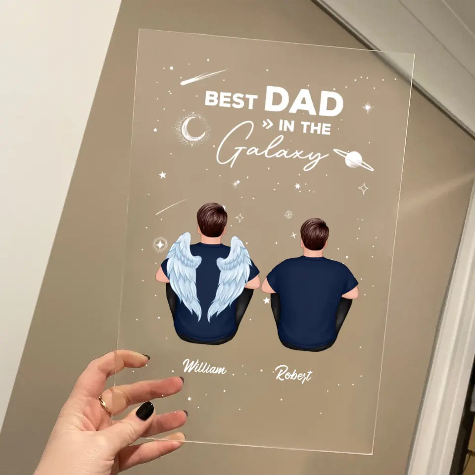 Best Dad In The Galaxy Personalized Rectangle Acrylic Plaque LED Night Light