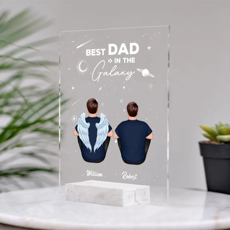 Best Dad In The Galaxy Personalized Rectangle Acrylic Plaque LED Night Light