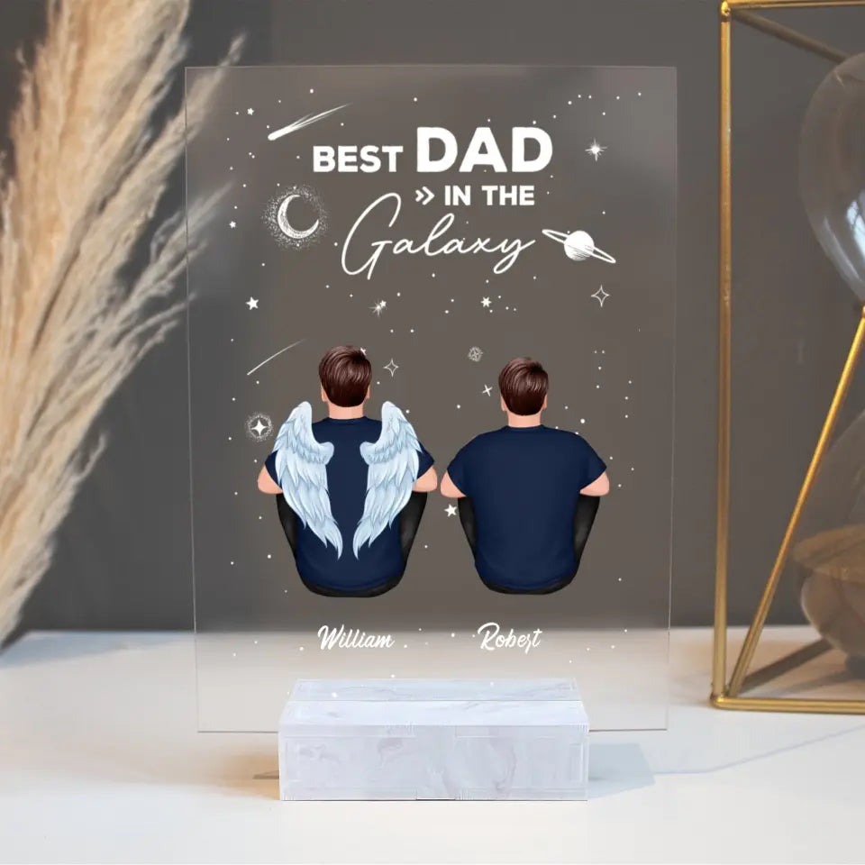 Best Dad In The Galaxy Personalized Rectangle Acrylic Plaque LED Night Light