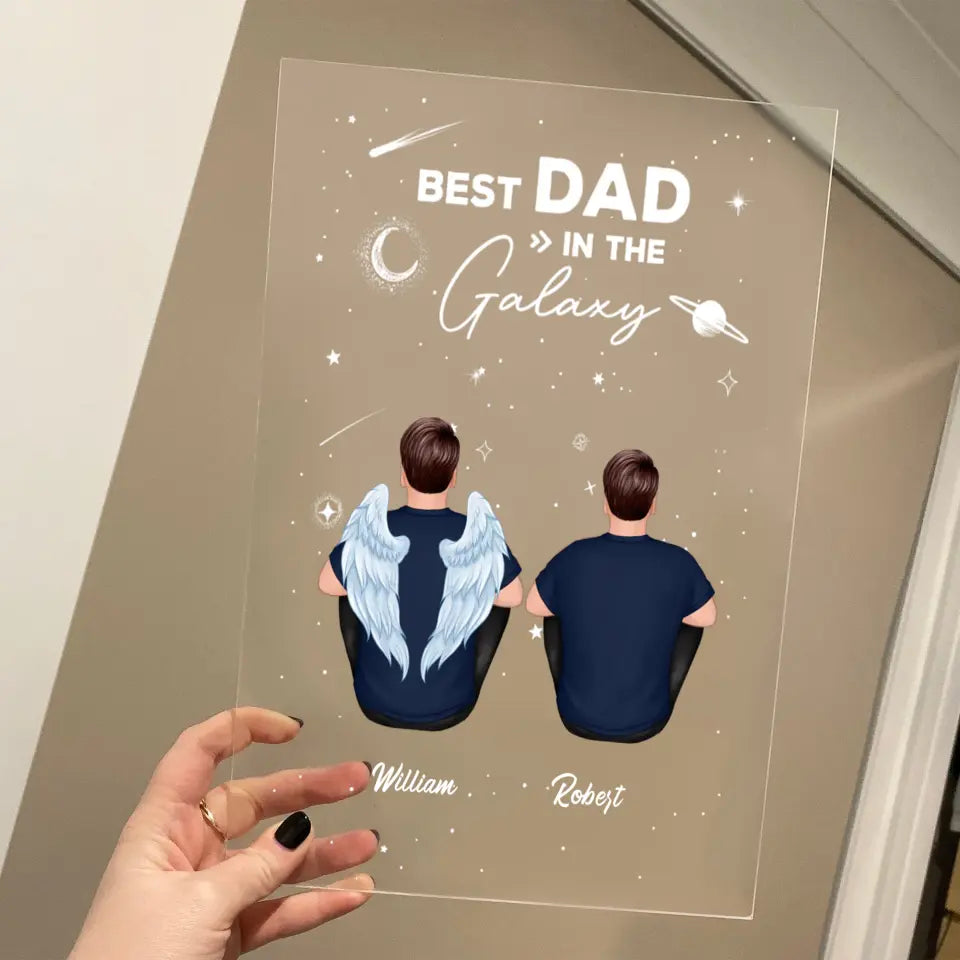 Best Dad In The Galaxy Personalized Rectangle Acrylic Plaque LED Night Light