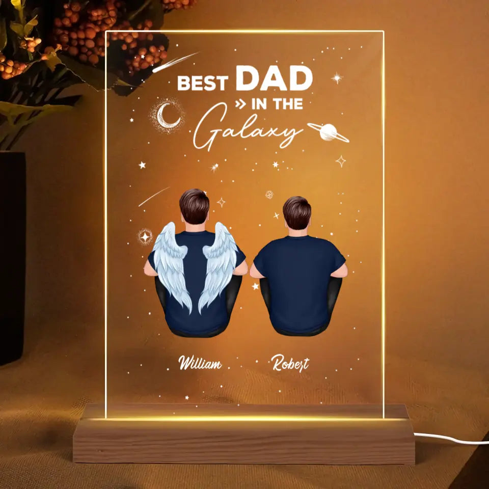 Best Dad In The Galaxy Personalized Rectangle Acrylic Plaque LED Night Light