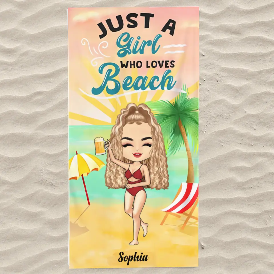 Just A Girl Boy Who Loves Beach - Gift For Beach Lovers - Personalised Custom Beach Towel BT-F12