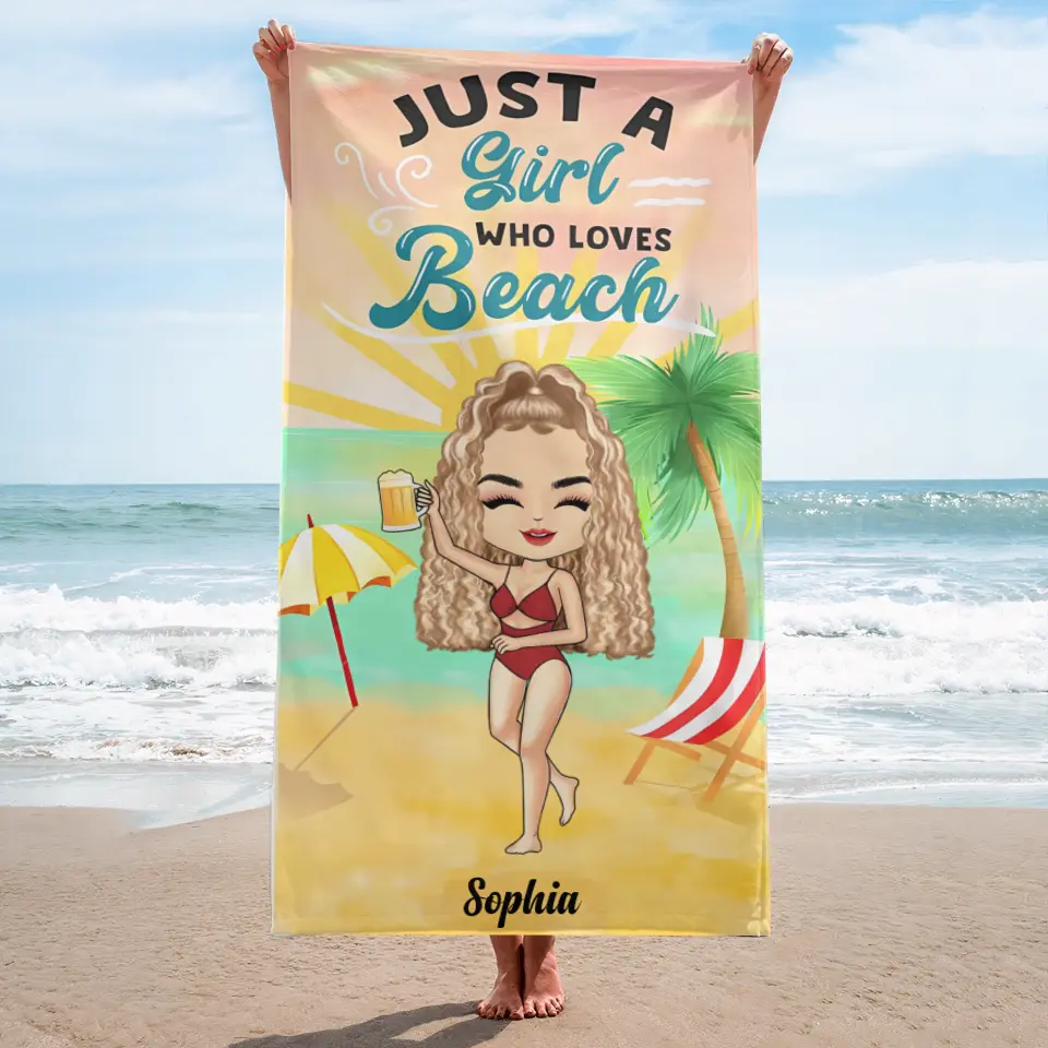 Just A Girl Boy Who Loves Beach - Gift For Beach Lovers - Personalised Custom Beach Towel BT-F12