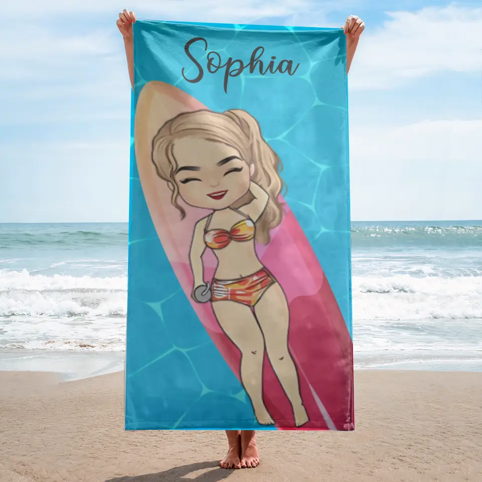 Pool Chilling Girl Swimming Belt - Gift For Vacation, Beach Lovers - Personalised Custom Beach Towel F16