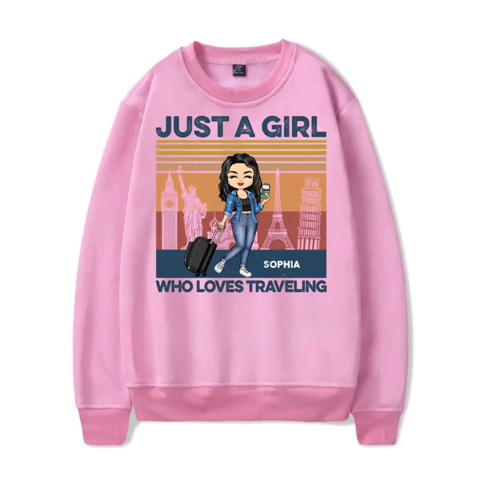 Just A Girl Who Loves Traveling - Gift For Travel Lovers - Personalized Custom T Shirt T-F76