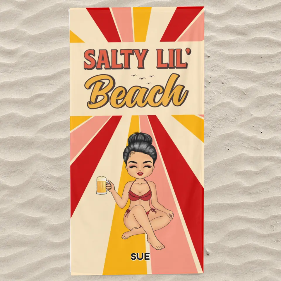 Beach Salty Lil' Beaches - Gift For Beach Lovers - Personalized Custom Beach Towel BT-F48