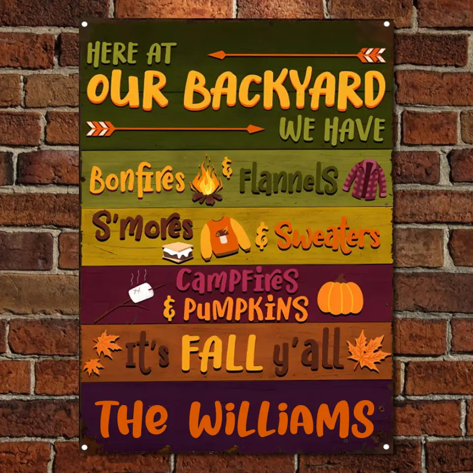 Autumn Campfires & Pumpkins Custom Classic Metal Signs, Fall Gift, Fall Decor, Outdoor Decorating Ideas ms-f187