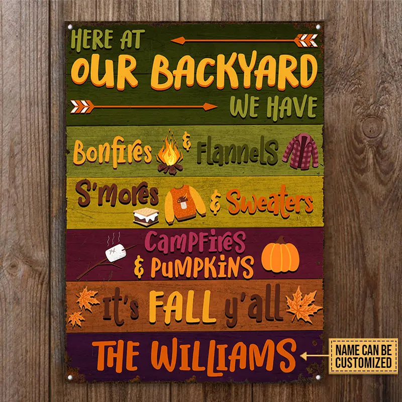 Autumn Campfires & Pumpkins Custom Classic Metal Signs, Fall Gift, Fall Decor, Outdoor Decorating Ideas ms-f187