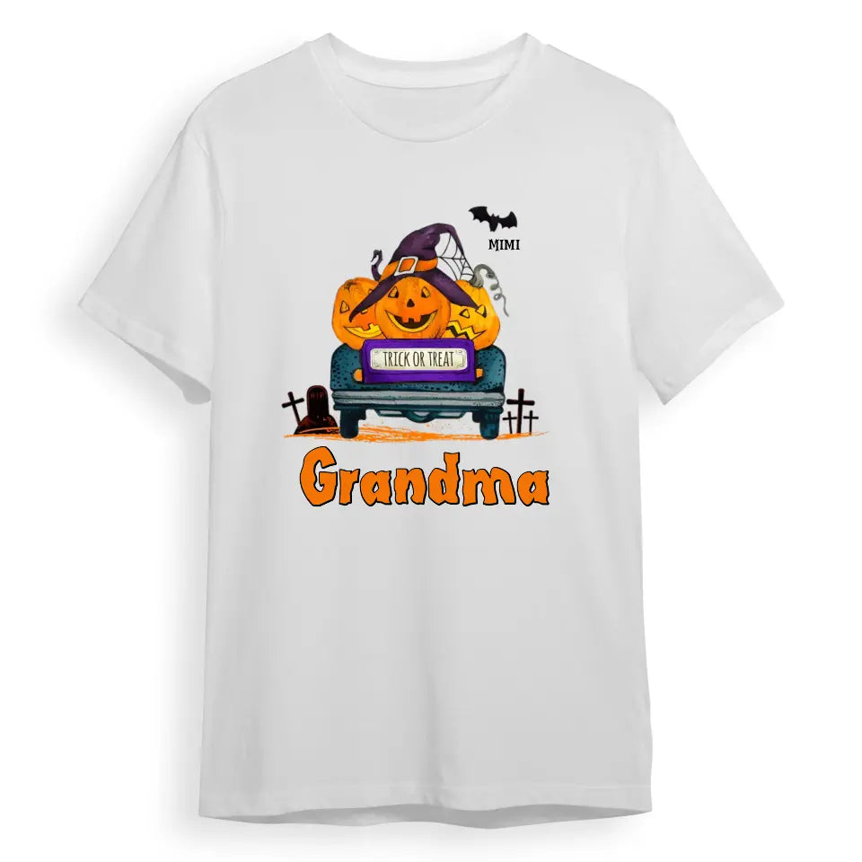 Trick Or Treat - Grandma With Little Bats - Personalized Unisex T-Shirt, Sweatshirt, Hoodie. Halloween Ideas T-F110