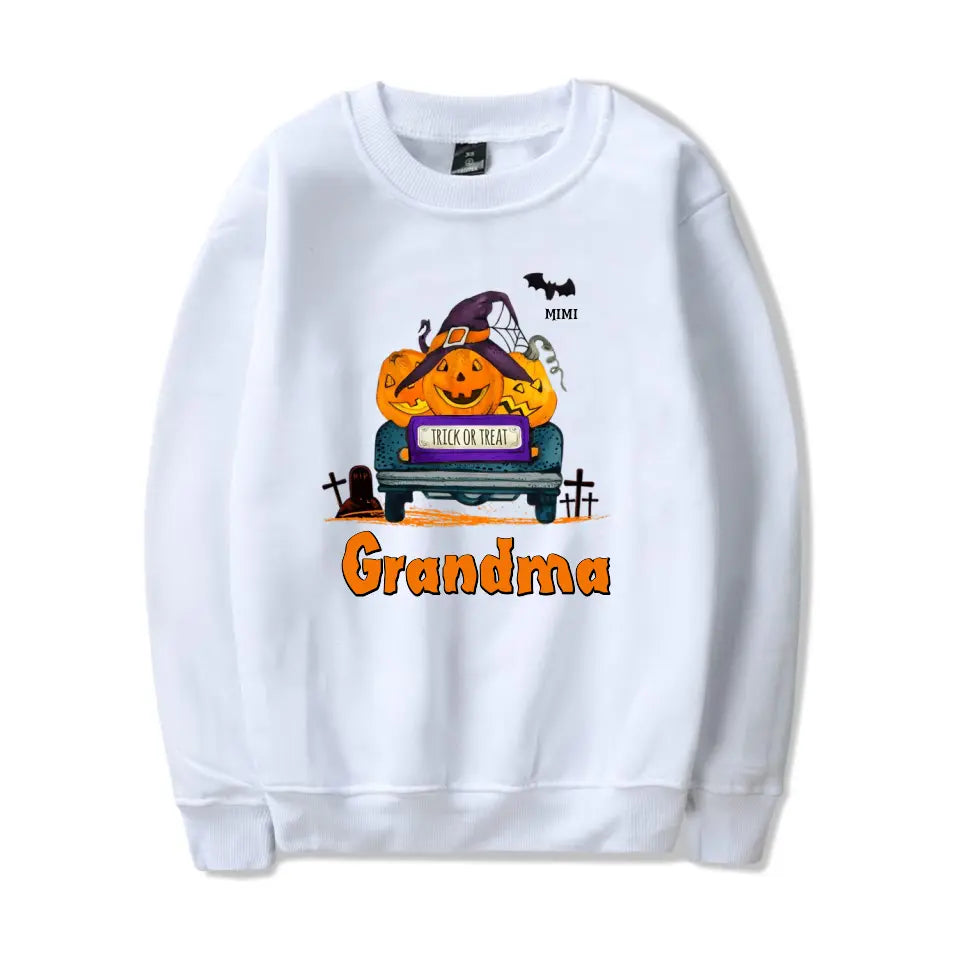 Trick Or Treat - Grandma With Little Bats - Personalized Unisex T-Shirt, Sweatshirt, Hoodie. Halloween Ideas T-F110