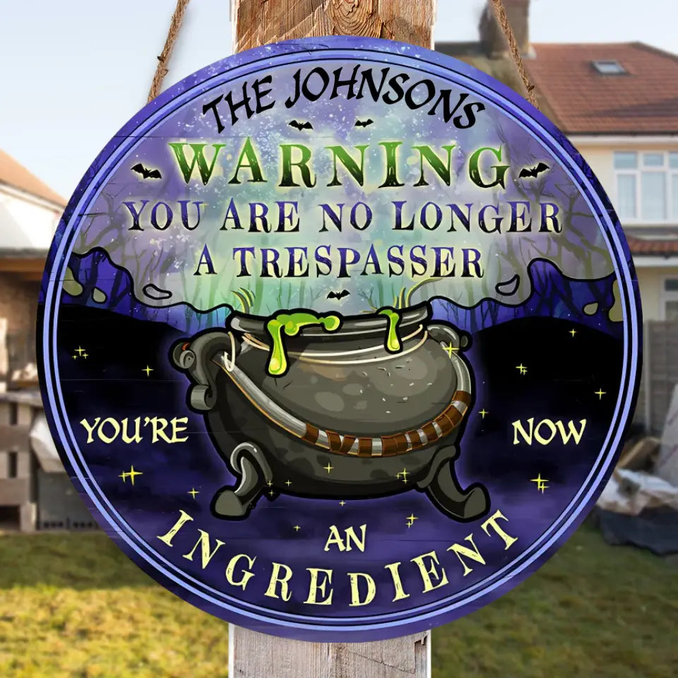 Cauldron Warning Witch - Halloween Decor Idea - Personalized Custom Wood Circle Sign WS-F52