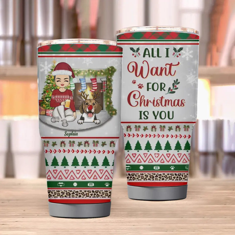 Just A Girl Boy Who Loves Dogs Cats And Christmas - Christmas Gift For Dog Lovers And Cat Lovers - Personalized Custom 30oz Tumbler TU-F24