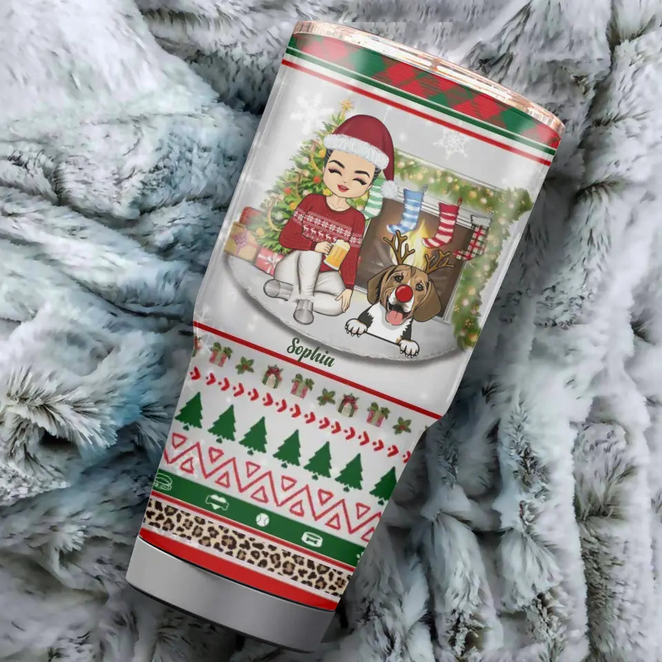 Just A Girl Boy Who Loves Dogs Cats And Christmas - Christmas Gift For Dog Lovers And Cat Lovers - Personalized Custom 30oz Tumbler TU-F24