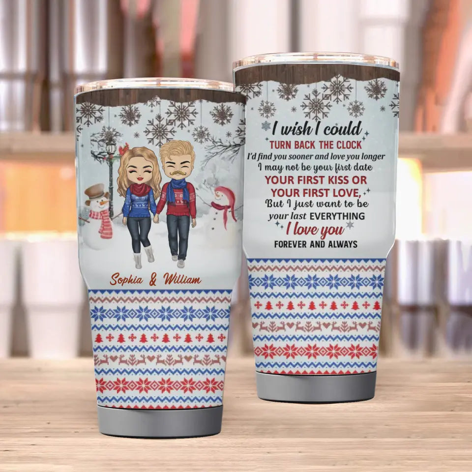 Christmas Family Couple I Wish I Could Turn Back The Clock - Christmas Gift For Couple Husband And Wife - Personalized Custom 30 Oz Tumbler TU-F30