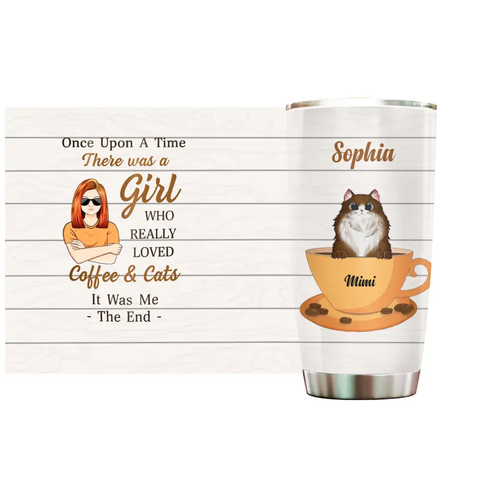 A Girl Who Really Loved Coffee & Cats - Gift For Cat Lovers - Personalized Custom 20oz Tumbler TU-F17