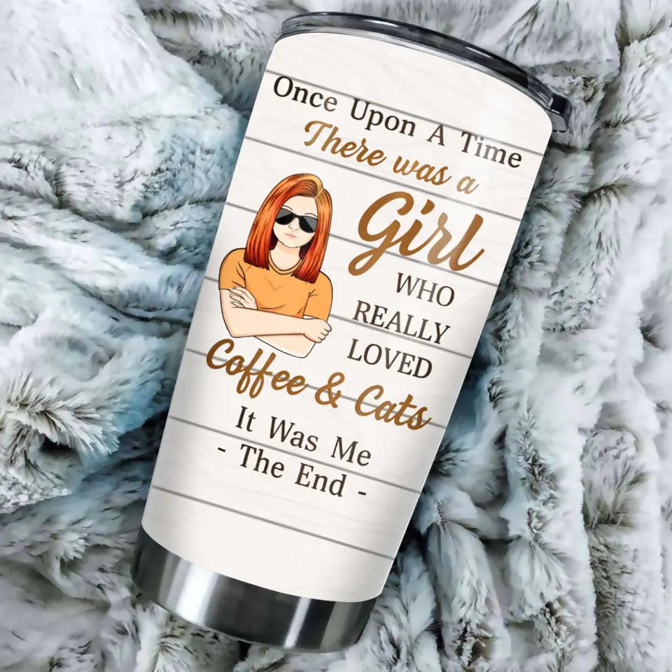 A Girl Who Really Loved Coffee & Cats - Gift For Cat Lovers - Personalized Custom 20oz Tumbler TU-F17